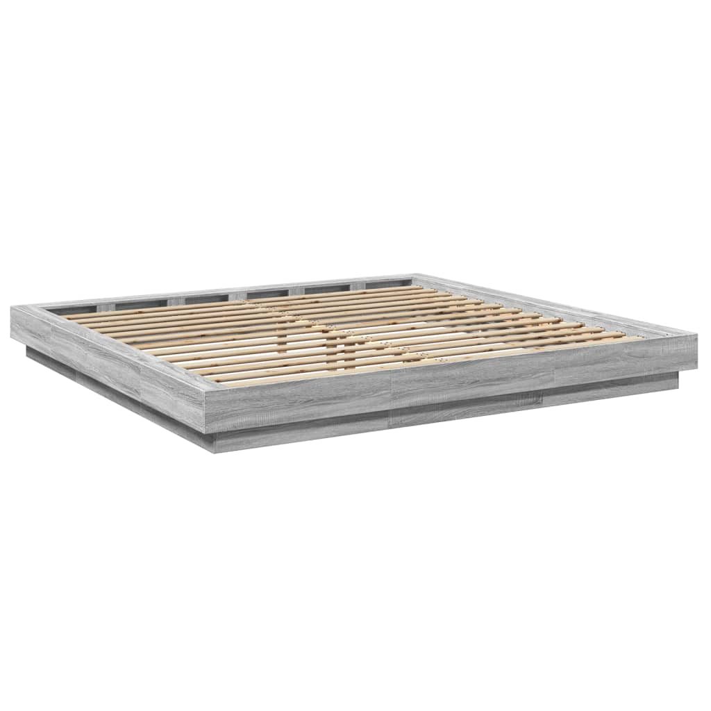 Bed Frame without Mattress Grey Sonoma 180x200 cm Super King