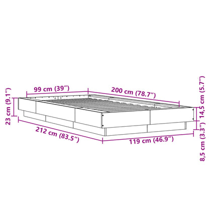 Bed Frame without Mattress Concrete Grey 100x200 cm