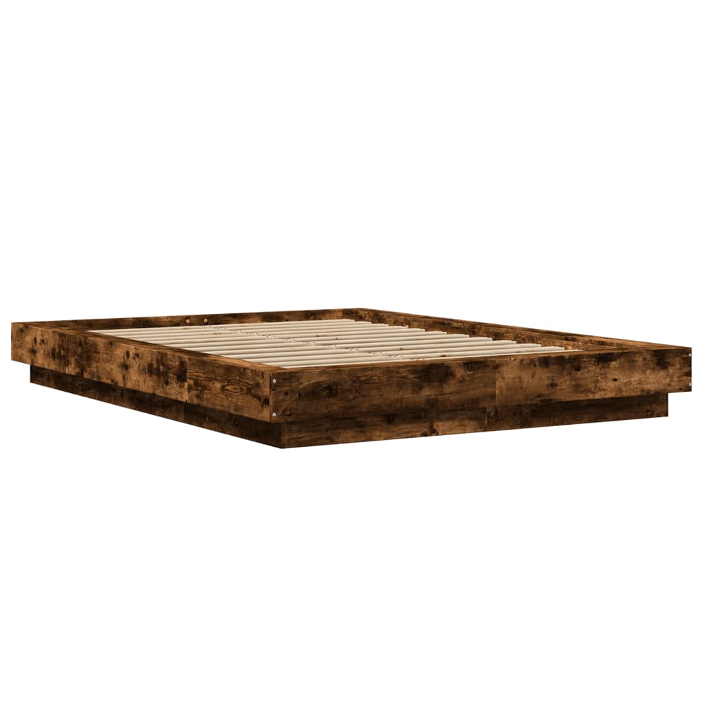 Bed Frame without Mattress Smoked Oak 140x190 cm
