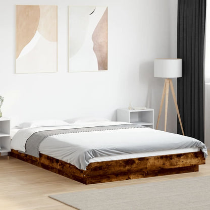 Bed Frame without Mattress Smoked Oak 140x190 cm