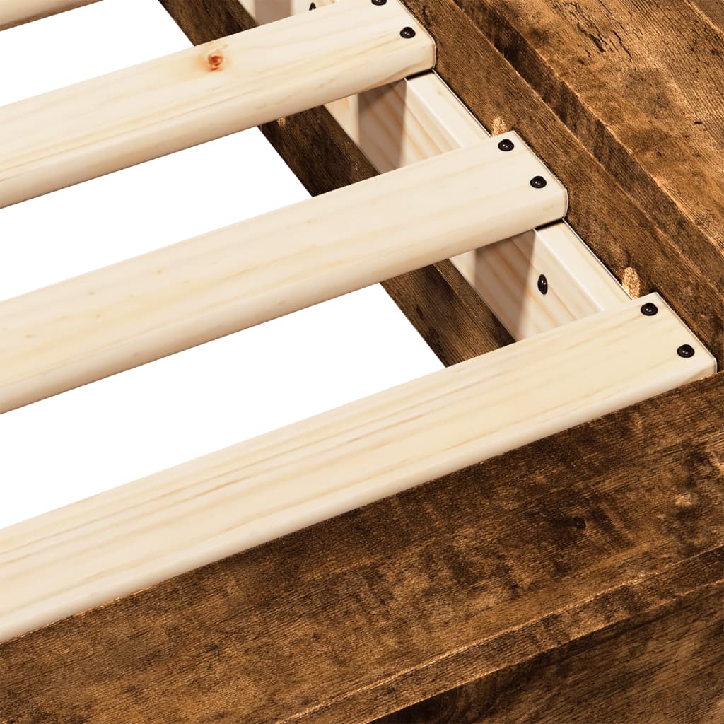 Bed Frame without Mattress Smoked Oak 140x190 cm
