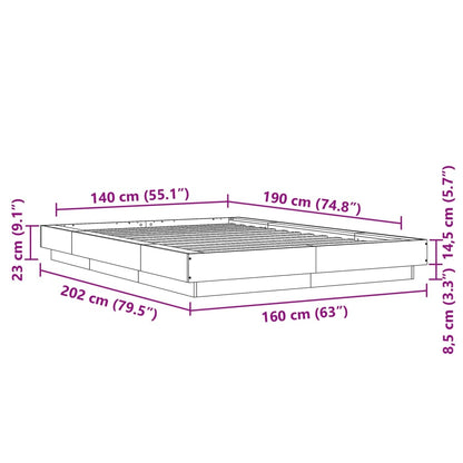 Bed Frame without Mattress Smoked Oak 140x190 cm