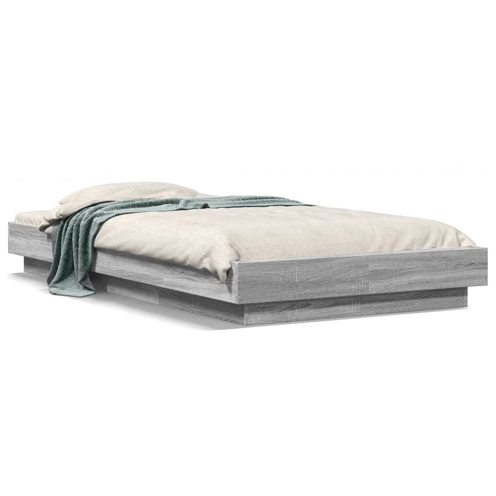Bed Frame without Mattress Grey Sonoma 75x190 cm Small Single