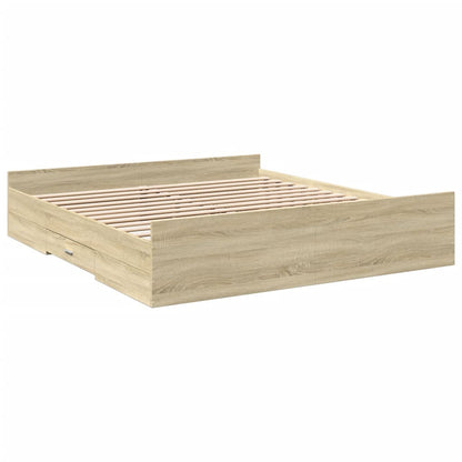 Bed Frame with Drawers without Mattress Sonoma Oak 200x200 cm