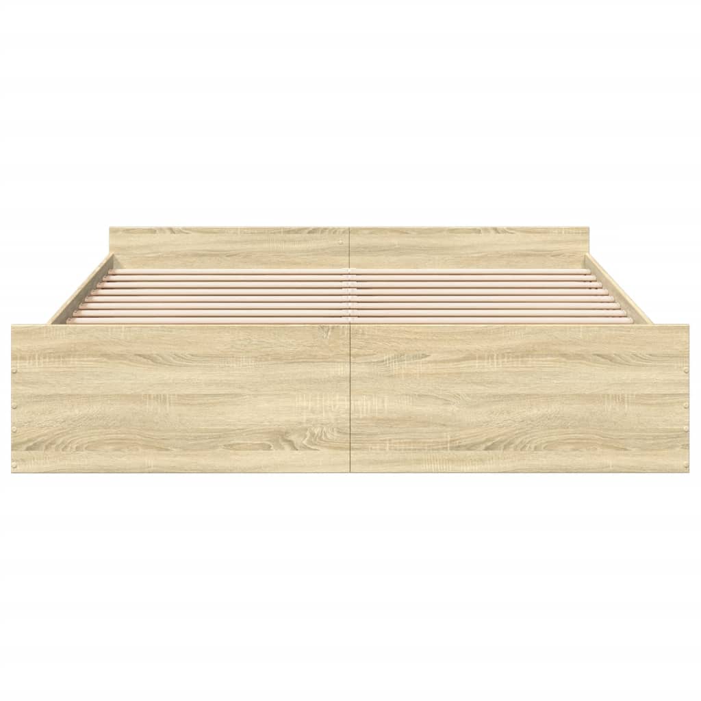 Bed Frame with Drawers without Mattress Sonoma Oak 200x200 cm