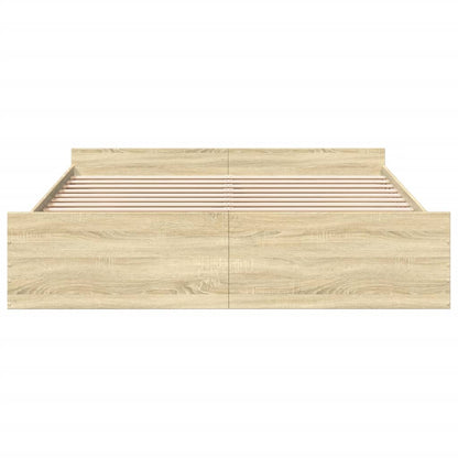 Bed Frame with Drawers without Mattress Sonoma Oak 200x200 cm