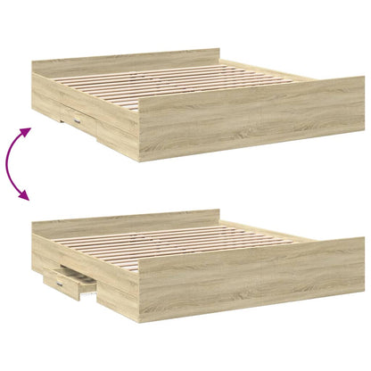 Bed Frame with Drawers without Mattress Sonoma Oak 200x200 cm