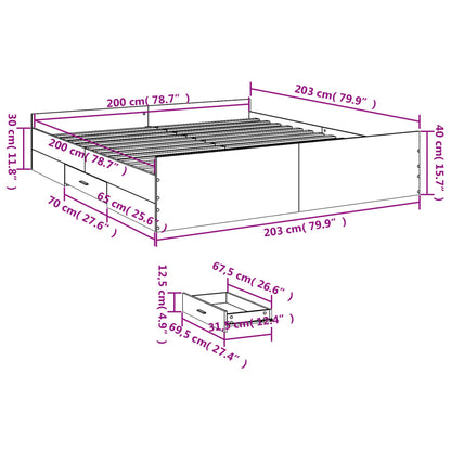 Bed Frame with Drawers without Mattress Sonoma Oak 200x200 cm