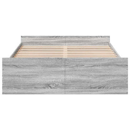 Bed Frame with Drawers without Mattress Grey Sonoma 120x200 cm