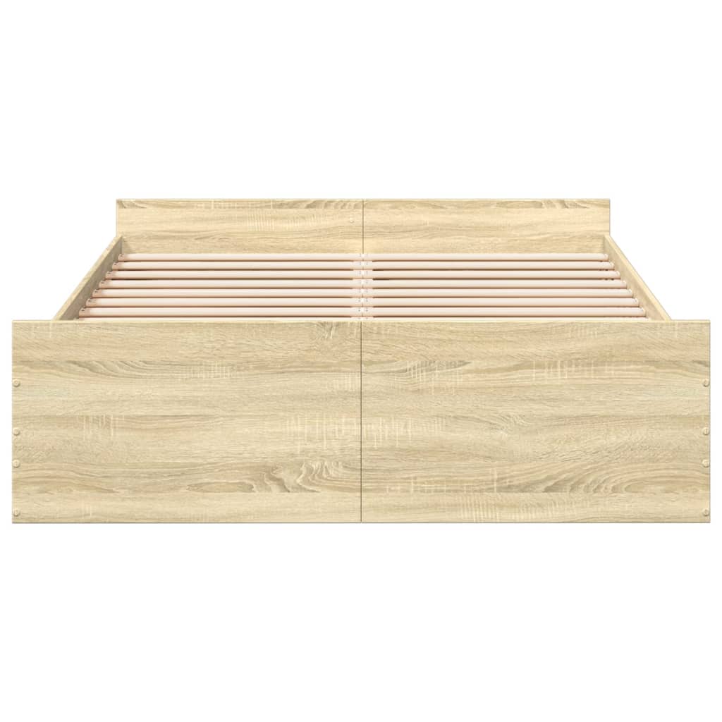 Bed Frame with Drawers without Mattress Sonoma Oak 140x190 cm