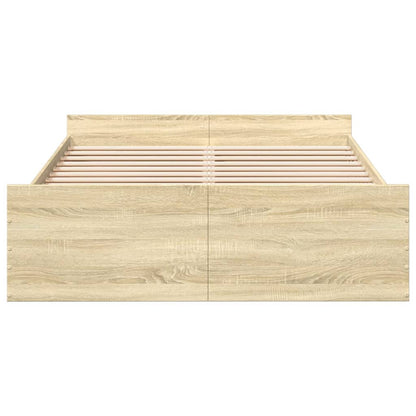 Bed Frame with Drawers without Mattress Sonoma Oak 140x190 cm