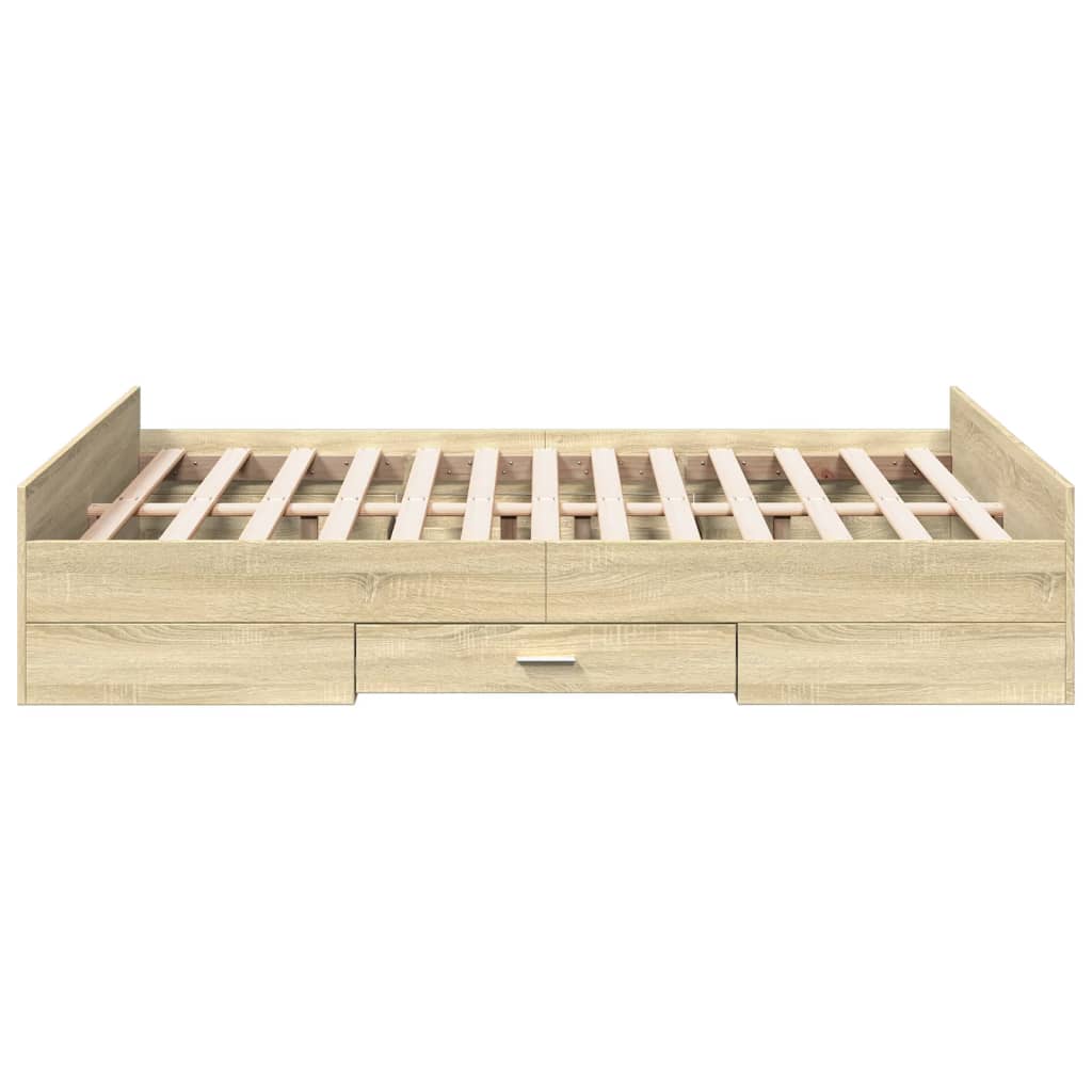 Bed Frame with Drawers without Mattress Sonoma Oak 140x190 cm