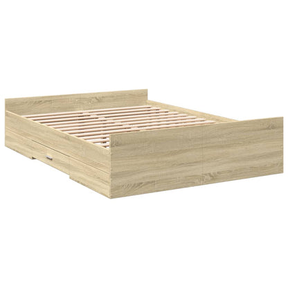Bed Frame with Drawers without Mattress Sonoma Oak 140x190 cm