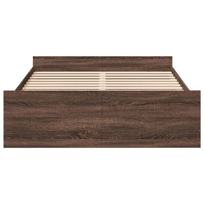 Bed Frame with Drawers without Mattress Brown Oak 140x190 cm