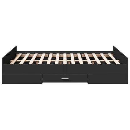 Bed Frame with Drawers without Mattress Black 135x190 cm Double