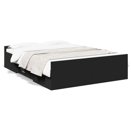 Bed Frame with Drawers without Mattress Black 135x190 cm Double