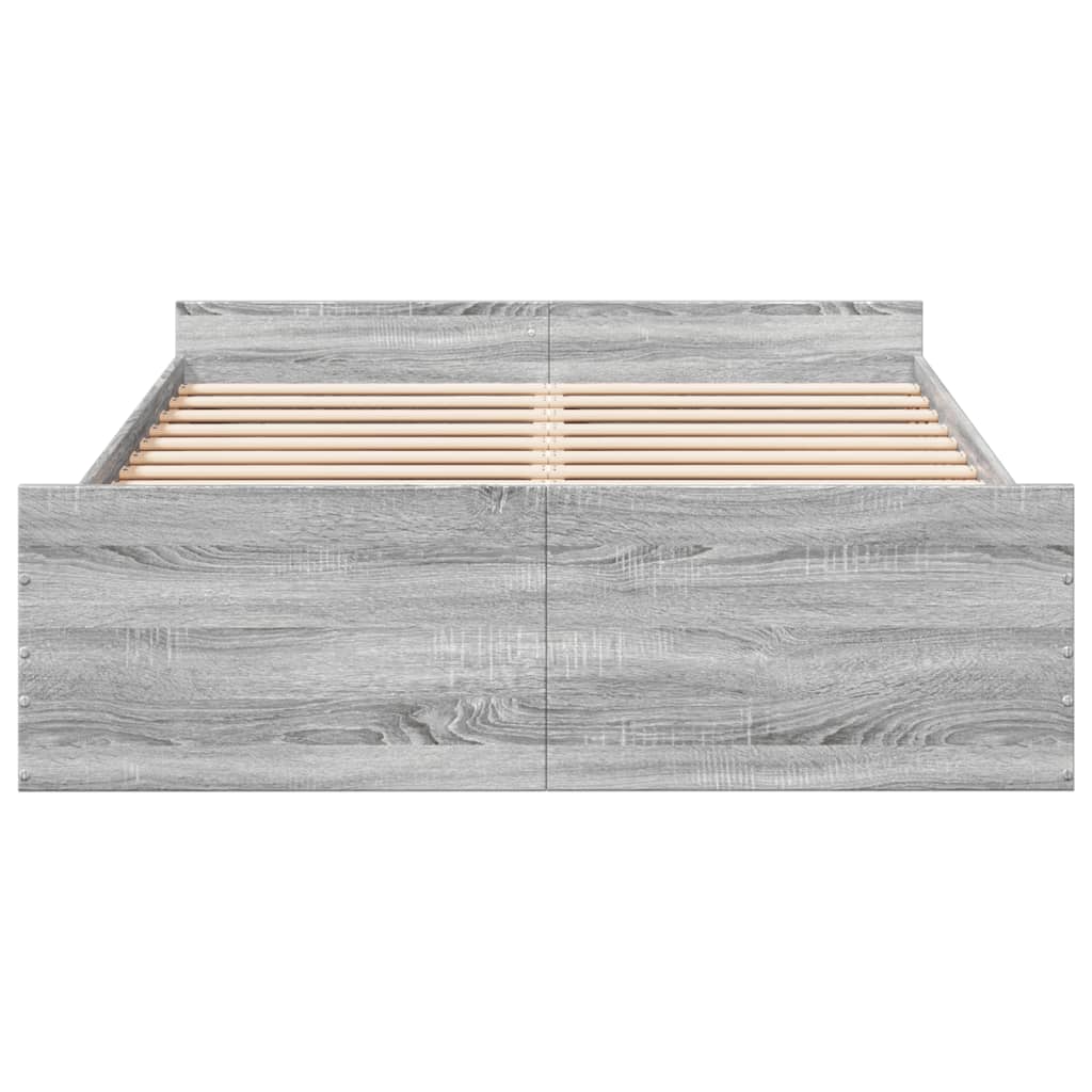 Bed Frame with Drawers without Mattress Grey Sonoma 135x190 cm Double