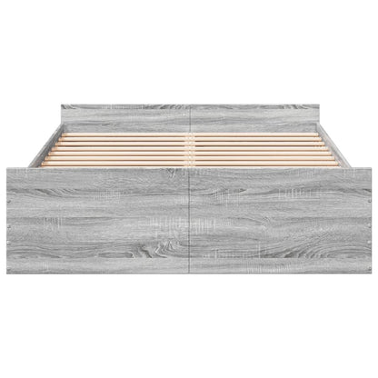 Bed Frame with Drawers without Mattress Grey Sonoma 135x190 cm Double