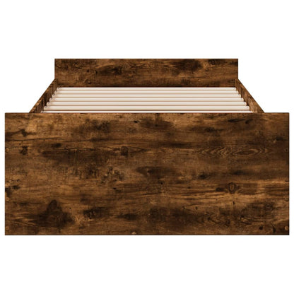Bed Frame with Drawers without Mattress Smoked Oak 100x200 cm