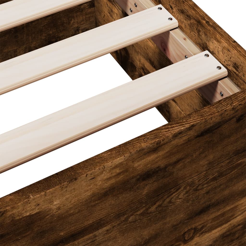Bed Frame with Drawers without Mattress Smoked Oak 100x200 cm