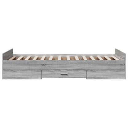 Bed Frame with Drawers without Mattress Grey Sonoma 100x200 cm