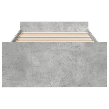 Bed Frame with Drawers without Mattress Concrete Grey 75x190 cm Small Single