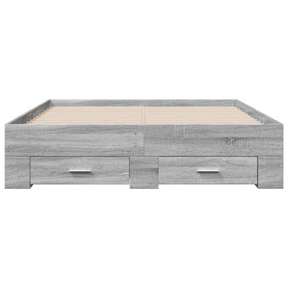Bed Frame with Drawers without Mattress Grey Sonoma 135x190 cm Double