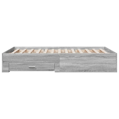 Bed Frame with Drawers without Mattress Grey Sonoma 135x190 cm Double