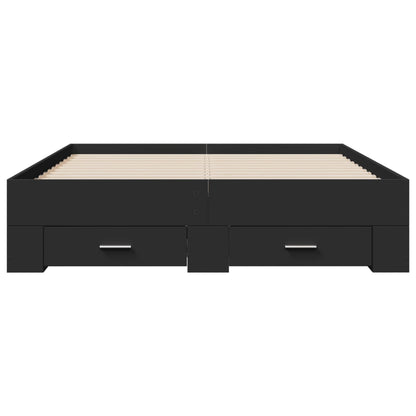 Bed Frame with Drawers without Mattress Black 120x190 cm Small Double