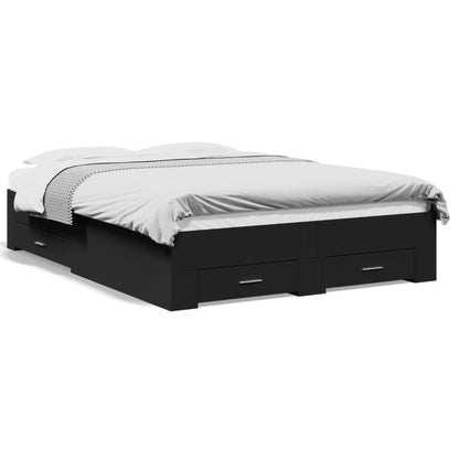 Bed Frame with Drawers without Mattress Black 120x190 cm Small Double