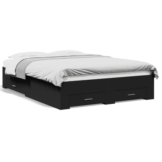 Bed Frame with Drawers without Mattress Black 120x190 cm Small Double