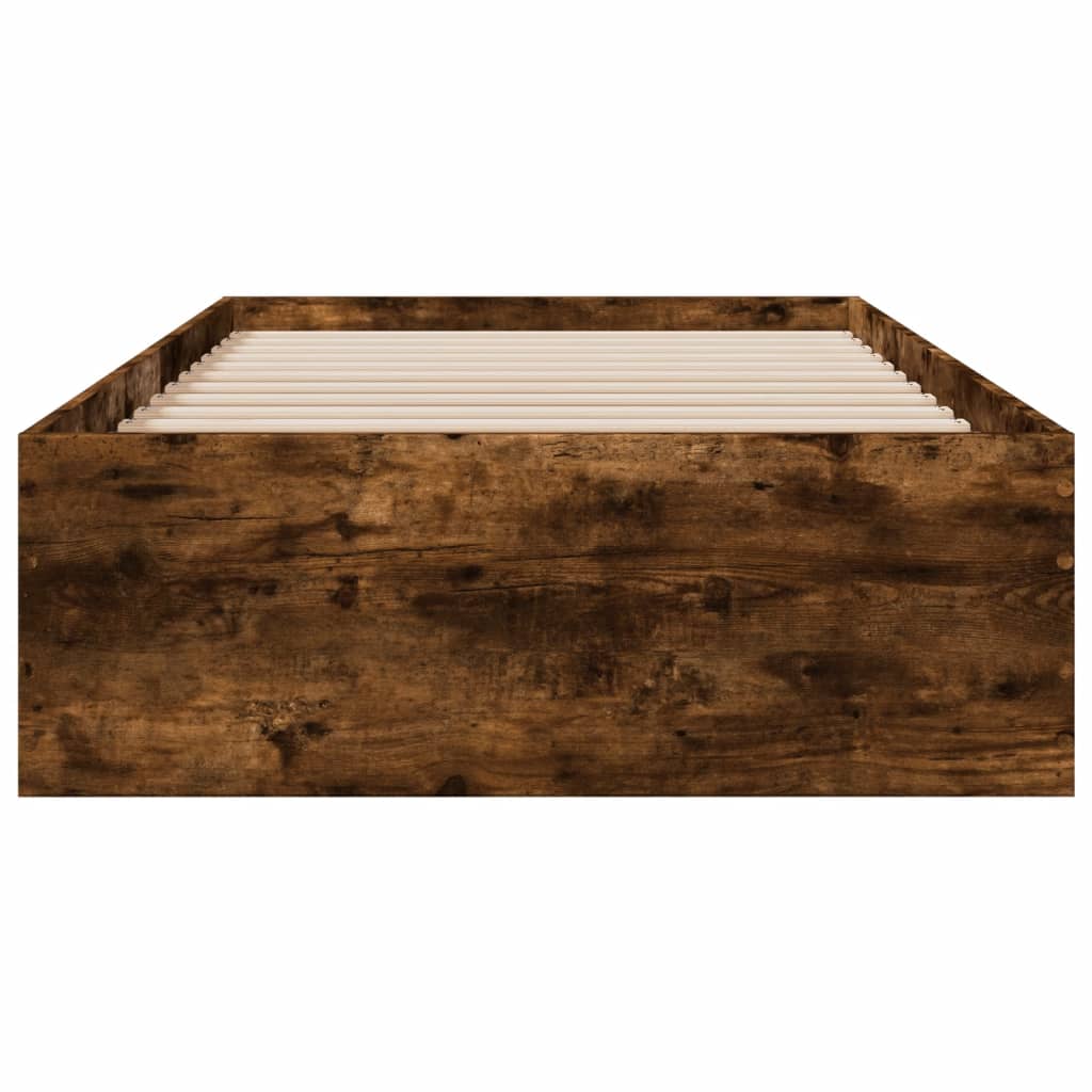 Bed Frame with Drawers without Mattress Smoked Oak 90x190 cm Single