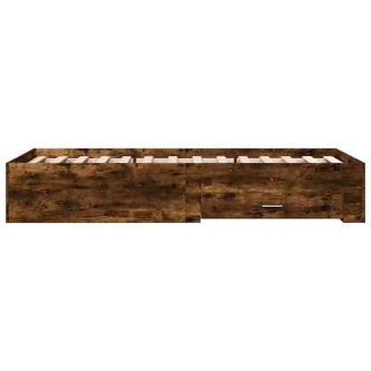Bed Frame with Drawers without Mattress Smoked Oak 90x190 cm Single