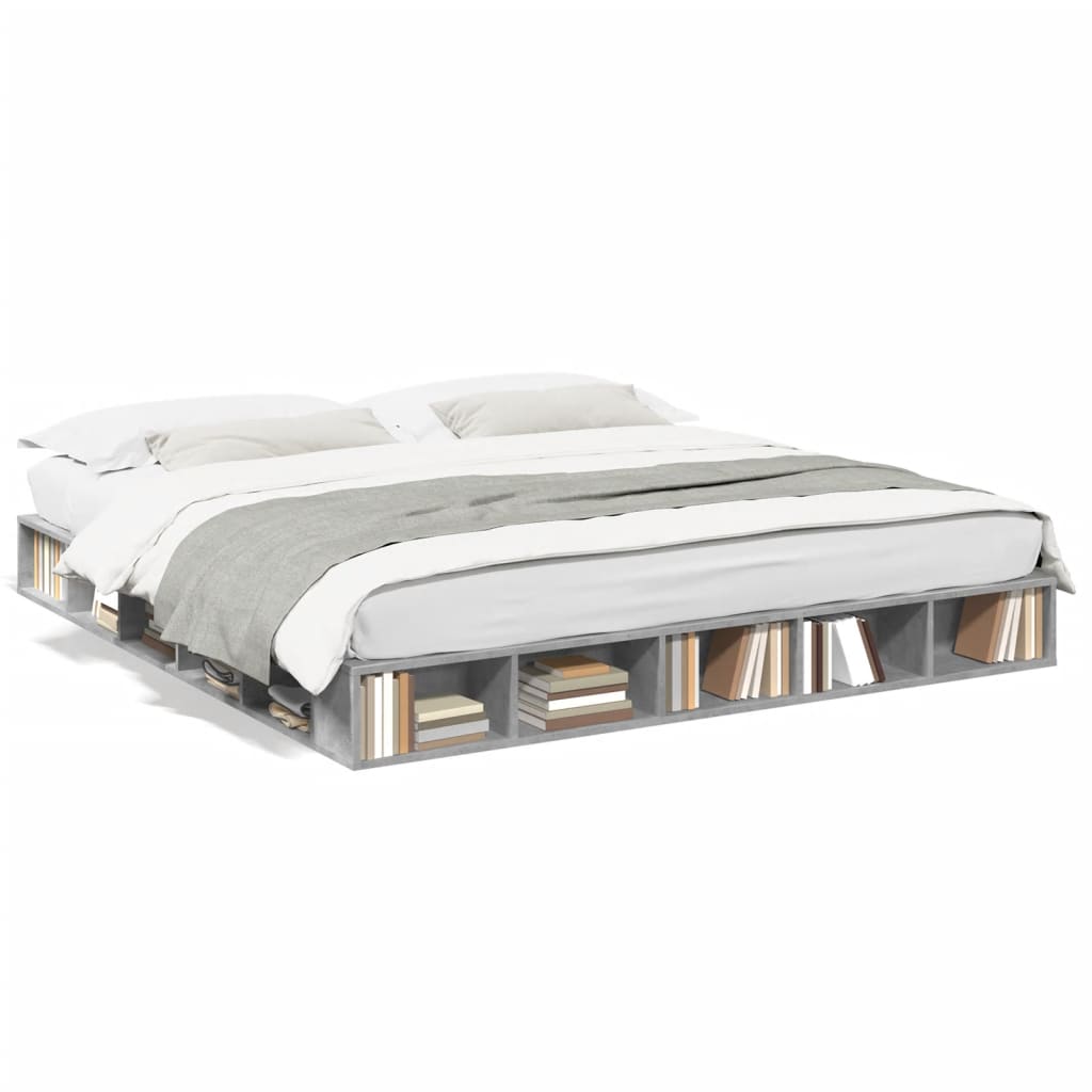 Bed Frame without Mattress Concrete Grey 200x200 cm