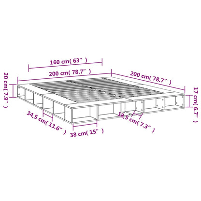 Bed Frame without Mattress Concrete Grey 200x200 cm