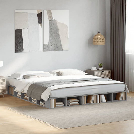 Bed Frame without Mattress Concrete Grey 200x200 cm