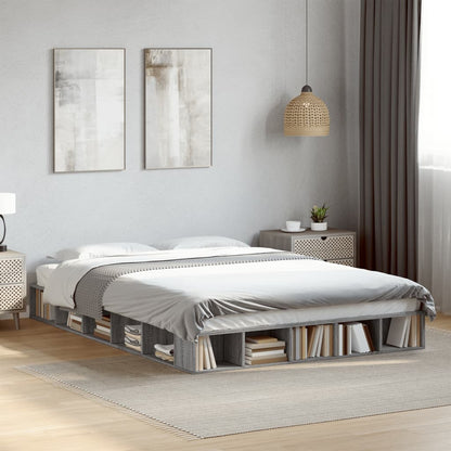 Bed Frame without Mattress Grey Sonoma 160x200 cm