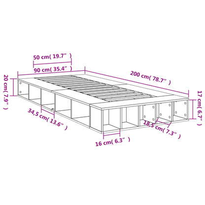 Bed Frame without Mattress Smoked Oak 90x200 cm