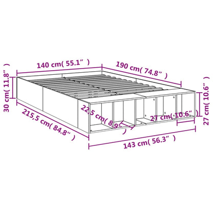 Bed Frame without Mattress Sonoma Oak 140x190 cm