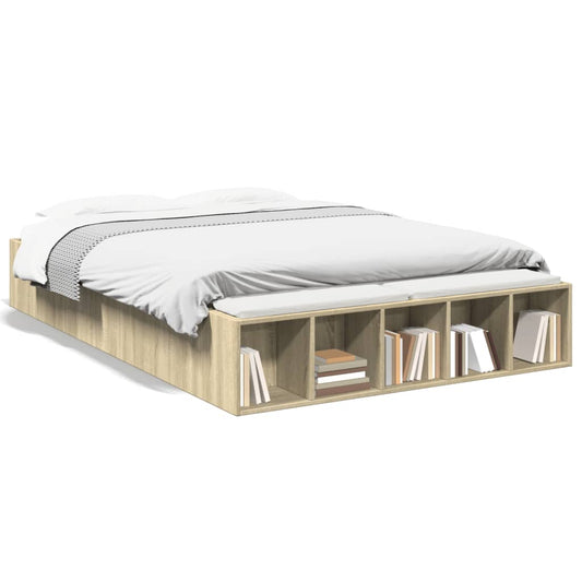 Bed Frame without Mattress Sonoma Oak 140x190 cm