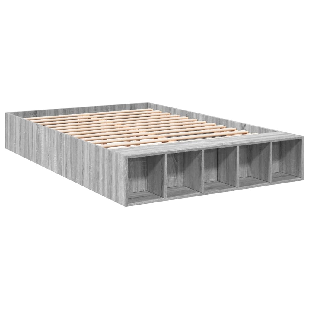 Bed Frame without Mattress Grey Sonoma 140x190 cm