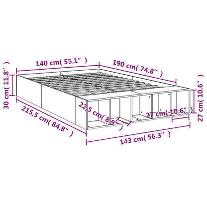 Bed Frame without Mattress Grey Sonoma 140x190 cm