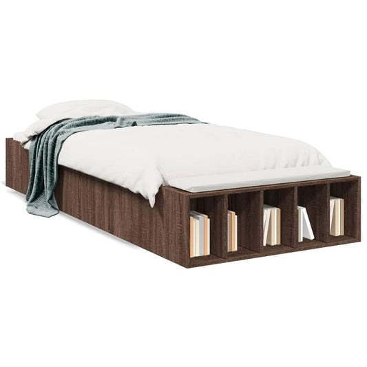 Bed Frame without Mattress Brown Oak 90x190 cm Single