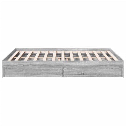 Bed Frame with Drawers without Mattress Grey Sonoma 150x200 cm King Size