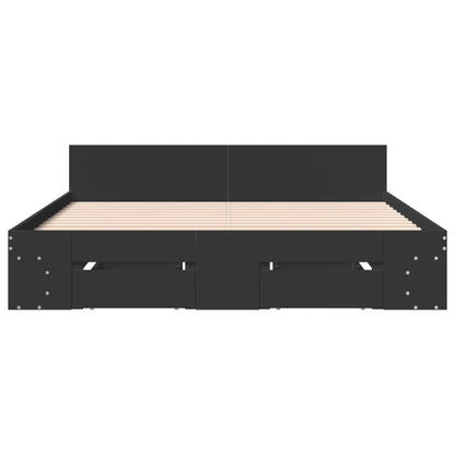 Bed Frame with Drawers without Mattress Black 150x200 cm King Size