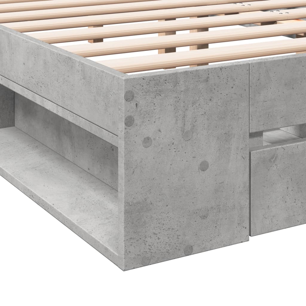 Bed Frame with Drawers without Mattress Concrete Grey 135x190 cm Double