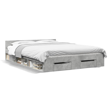 Bed Frame with Drawers without Mattress Concrete Grey 135x190 cm Double