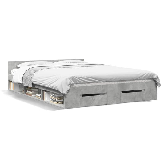 Bed Frame with Drawers without Mattress Concrete Grey 135x190 cm Double