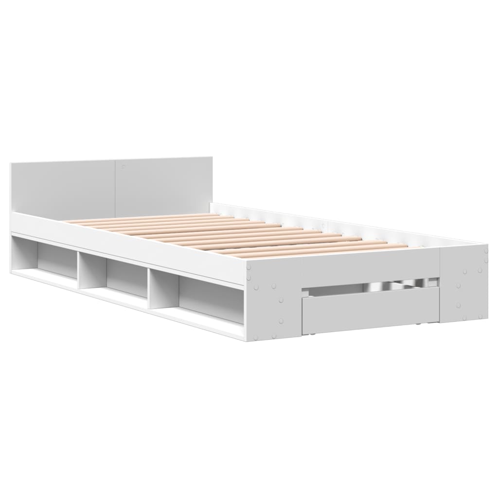 Bed Frame with Drawer without Mattress White 100x200 cm