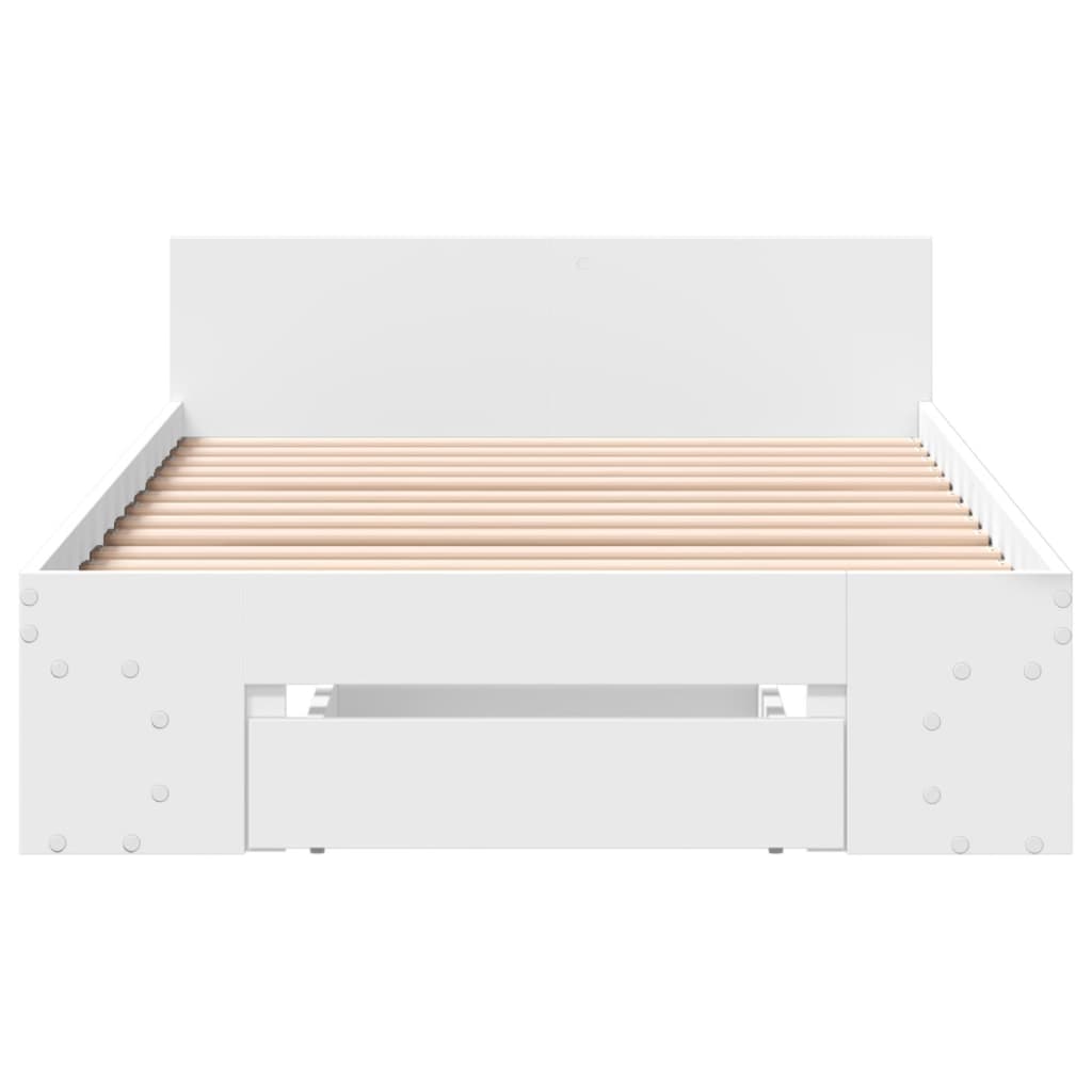 Bed Frame with Drawer without Mattress White 100x200 cm